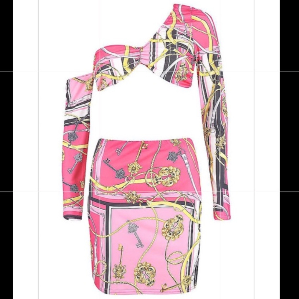 🔴 2piece Pink/Gold Chain Set